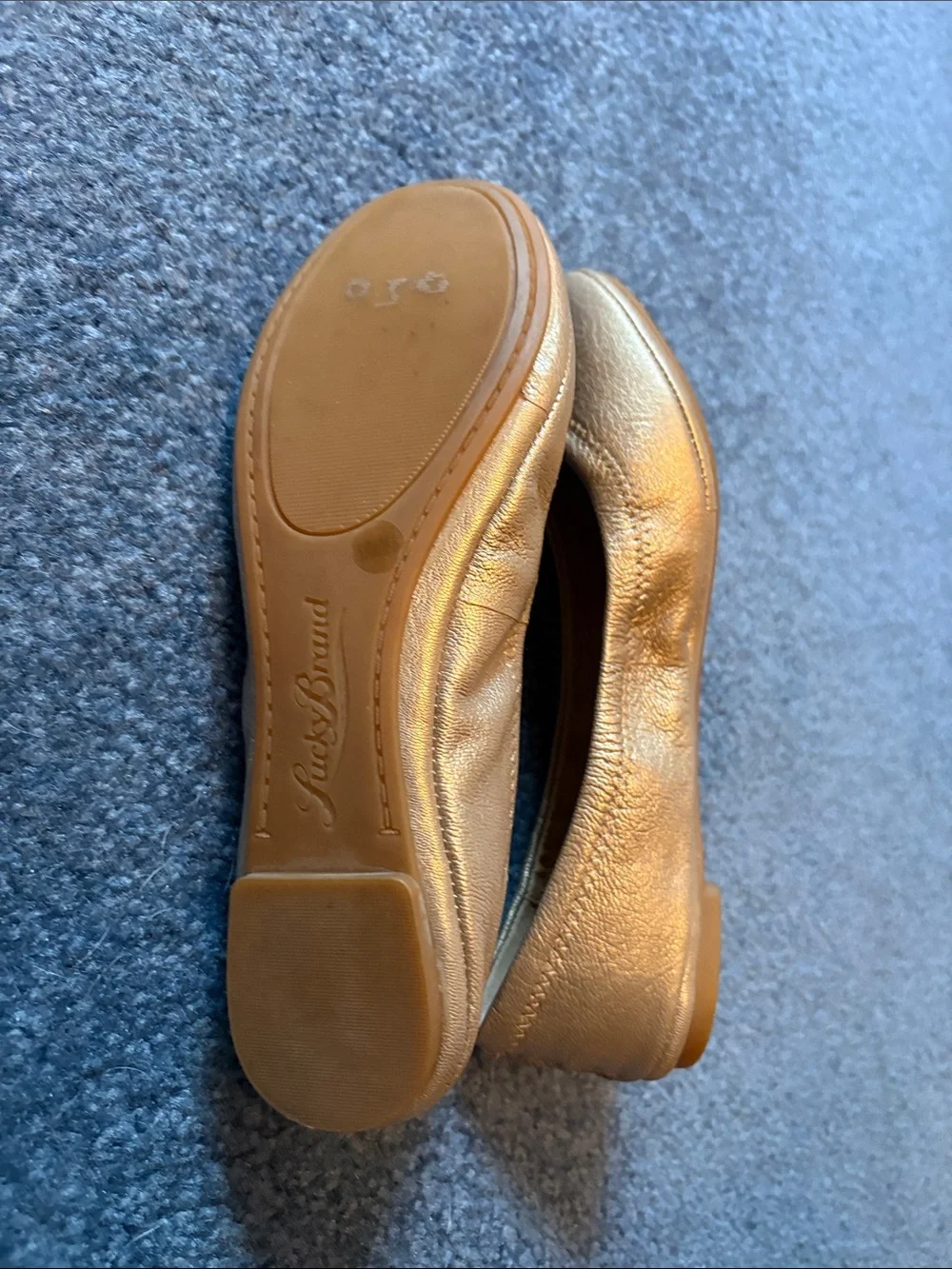 Lucky Brand Shimmery Gold Round-Toe Ballet Flats